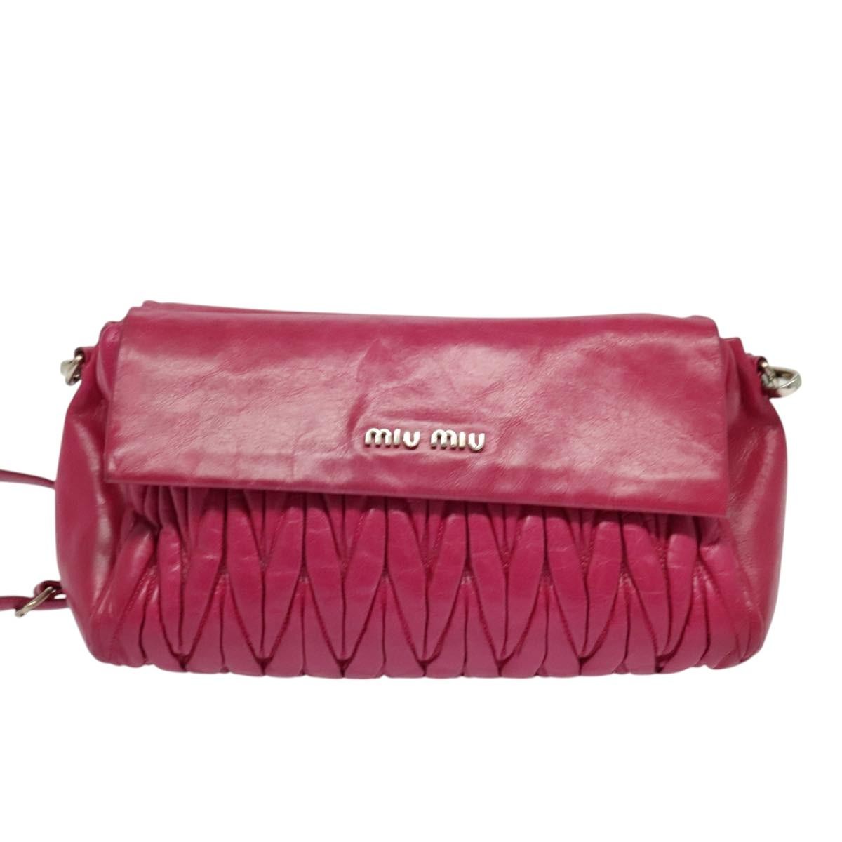 Miu Miu Matelasse Shoulder Bag – Pink Leather