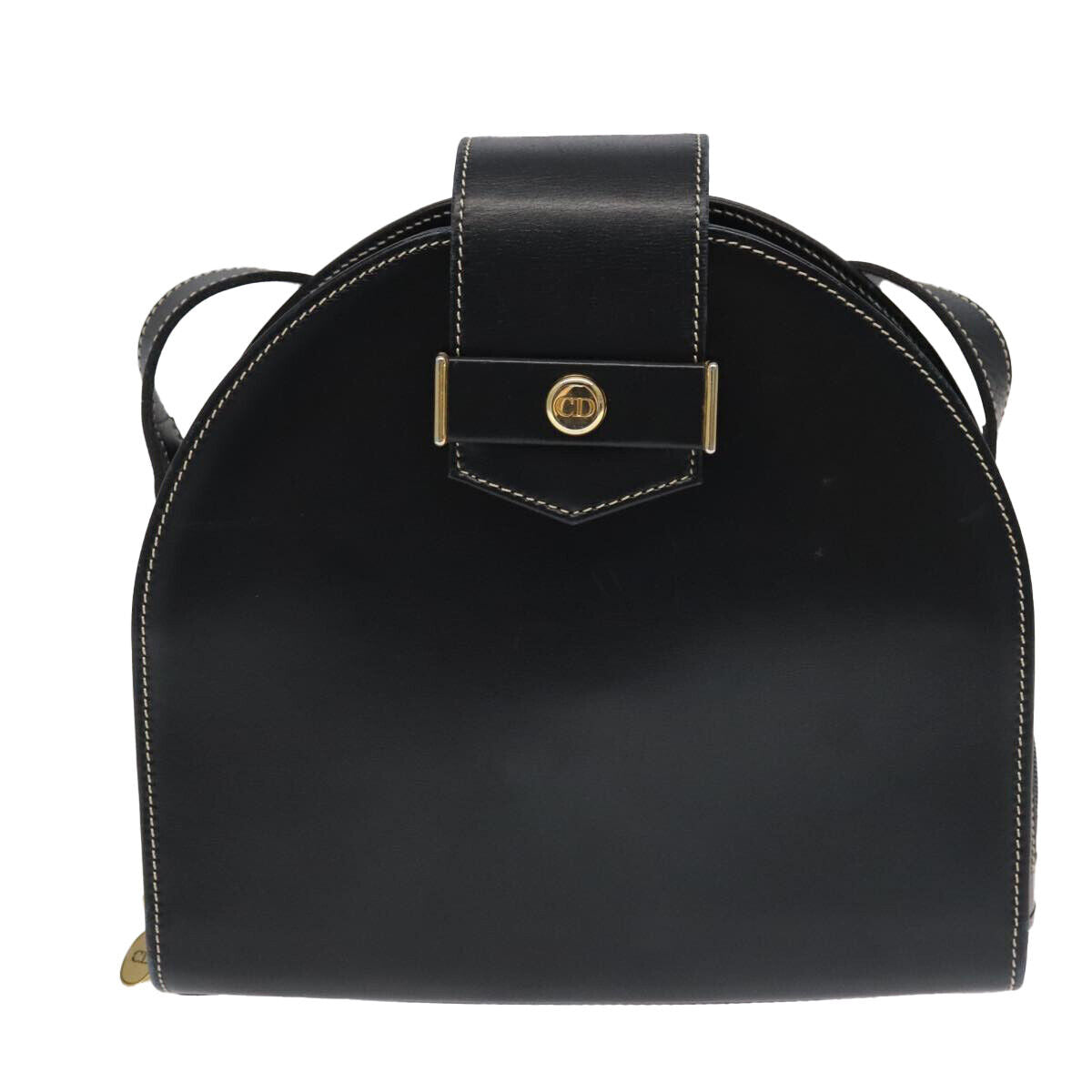 Dior Christian Shoulder Bag – Black Leather Gold