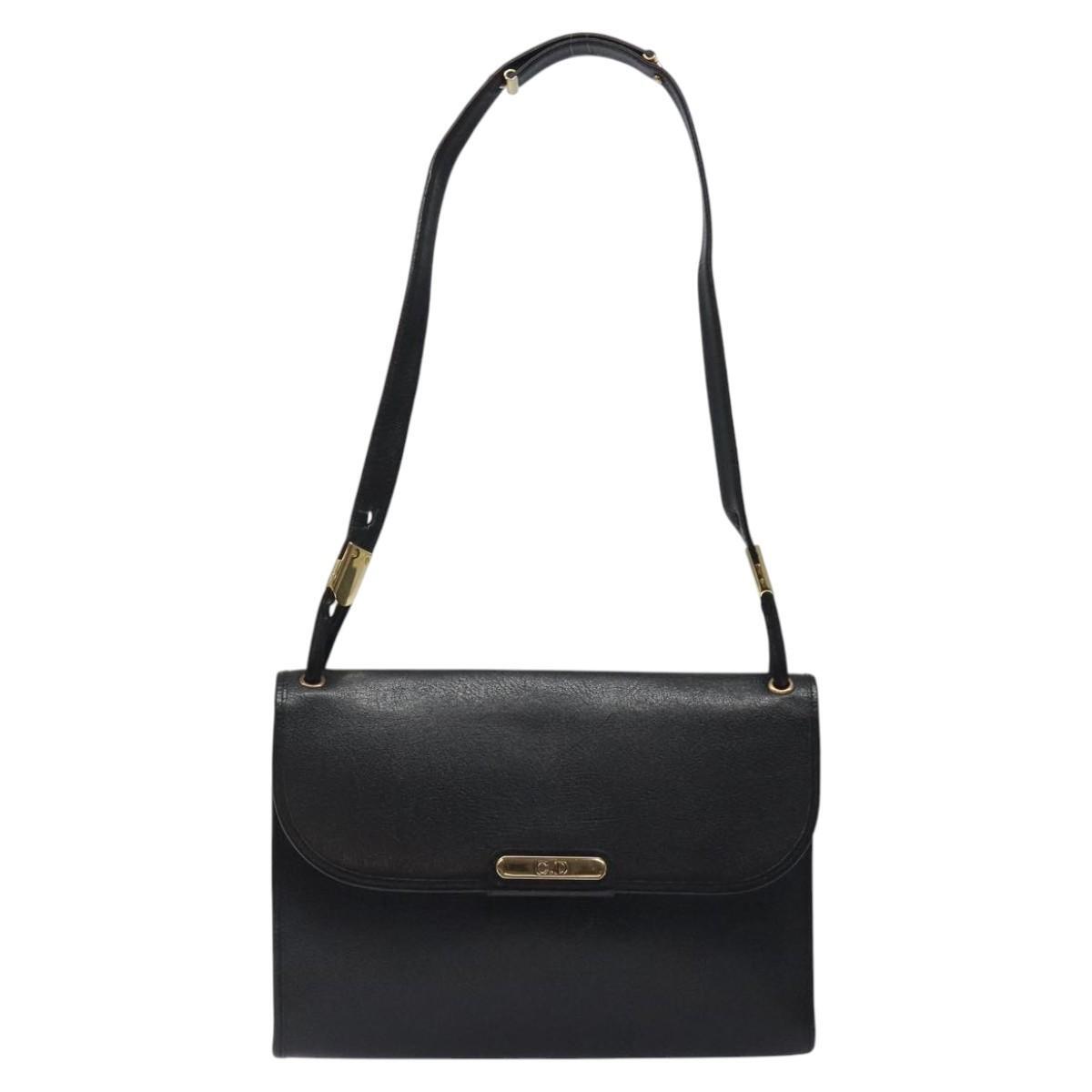 Dior Christian Shoulder Bag – Svart Lær Gull