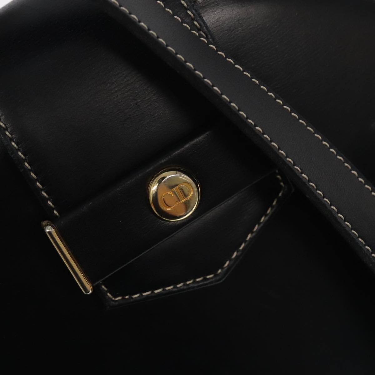 Dior Christian Shoulder Bag – Black Leather Gold