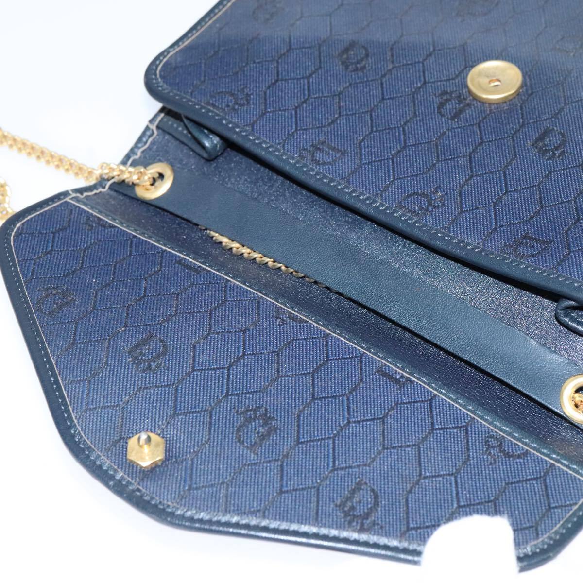 Christian Dior Honeycomb Canvas Chain Shoulder Bag – Black & Gold