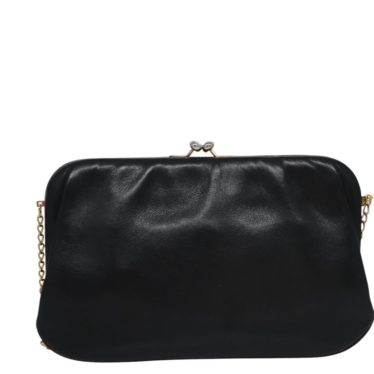 Celine Chain Gamaguchi Shoulder Bag – Black Leather