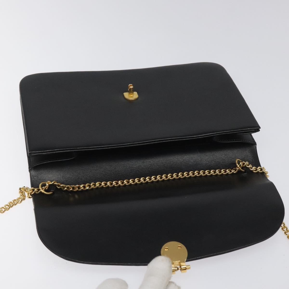 Christian Dior Chain Shoulder Bag – Black Leather Gold