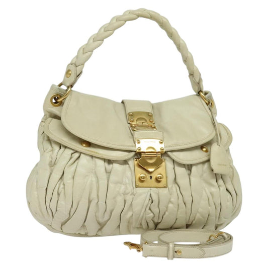 Miu Miu Matelasse Shoulder Bag – Ivory Gold Leather