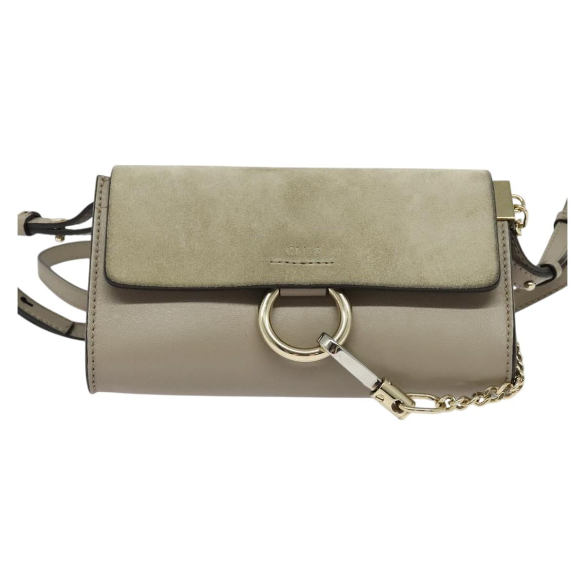 Chloe Fay Shoulder Bag - Beige Suede Leather
