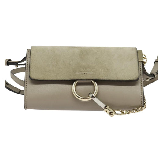 Chloe Fay Shoulder Bag - Beige Suede Leather