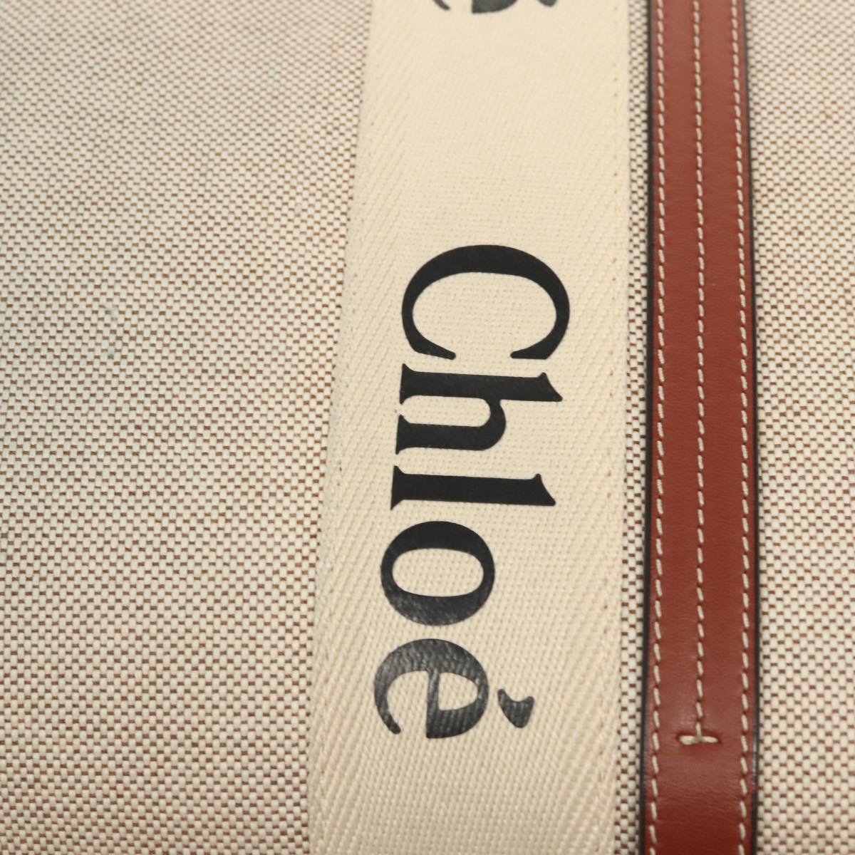 Chloe Woody Large Tote Bag – Beige Canvas