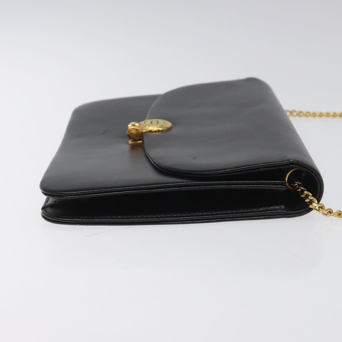 Christian Dior Chain Shoulder Bag – Black Leather Gold