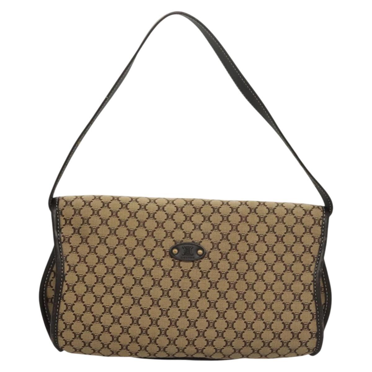 Celine Macadam Canvas Shoulder Bag – Beige & Gold