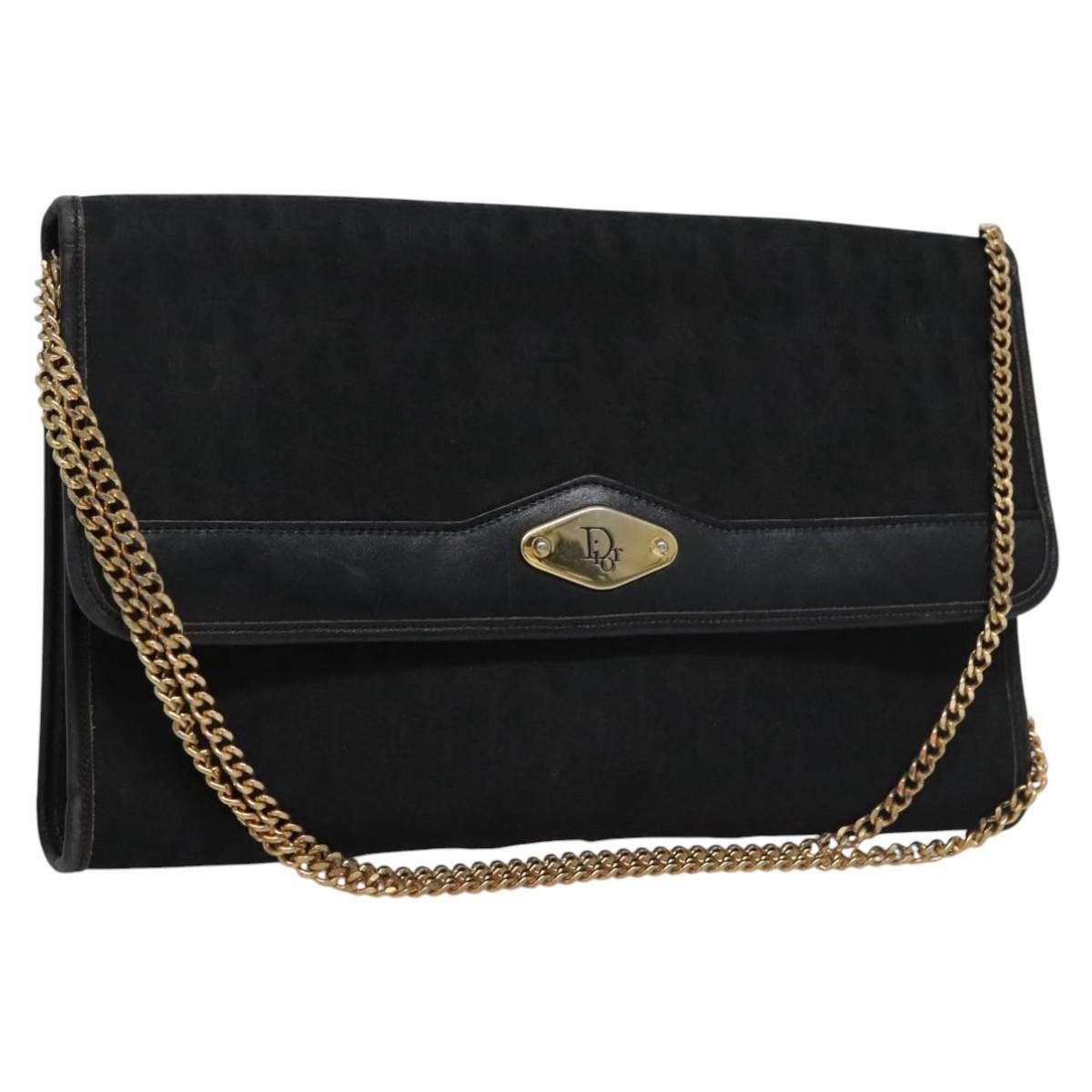 Christian Dior Trotter Canvas Chain Shoulder Bag – Black & Gold