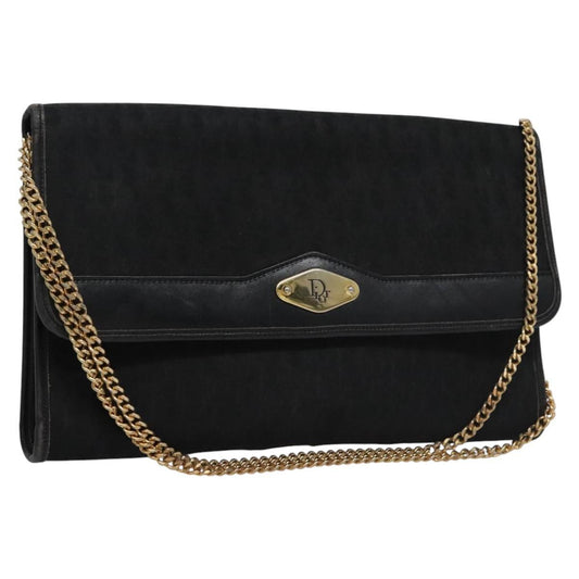 Christian Dior Trotter Canvas Chain Shoulder Bag – Black & Gold