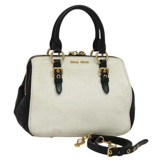 Miu Miu Bag – White Gold Black Leather