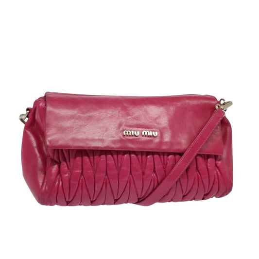 Miu Miu Matelasse Shoulder Bag – Pink Leather