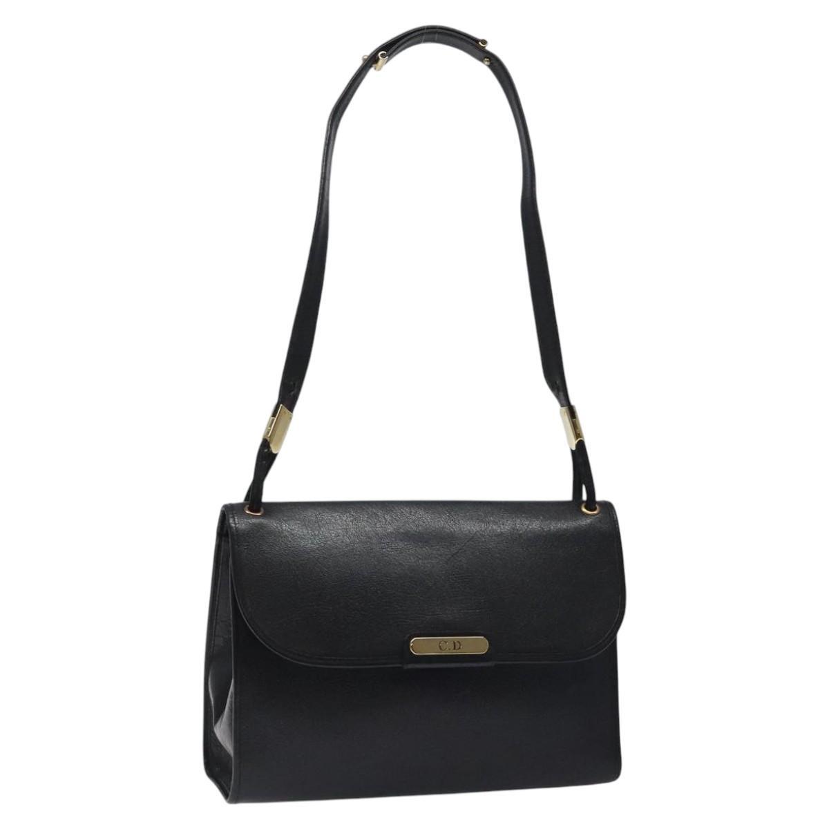 Dior Christian Shoulder Bag – Svart Lær Gull