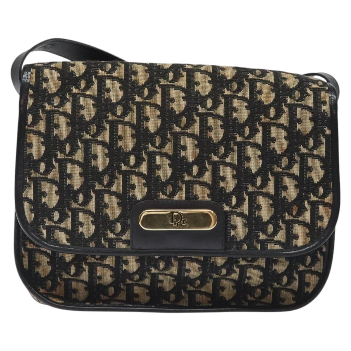 Dior Trotter Canvas Shoulder Bag – Black & Gold