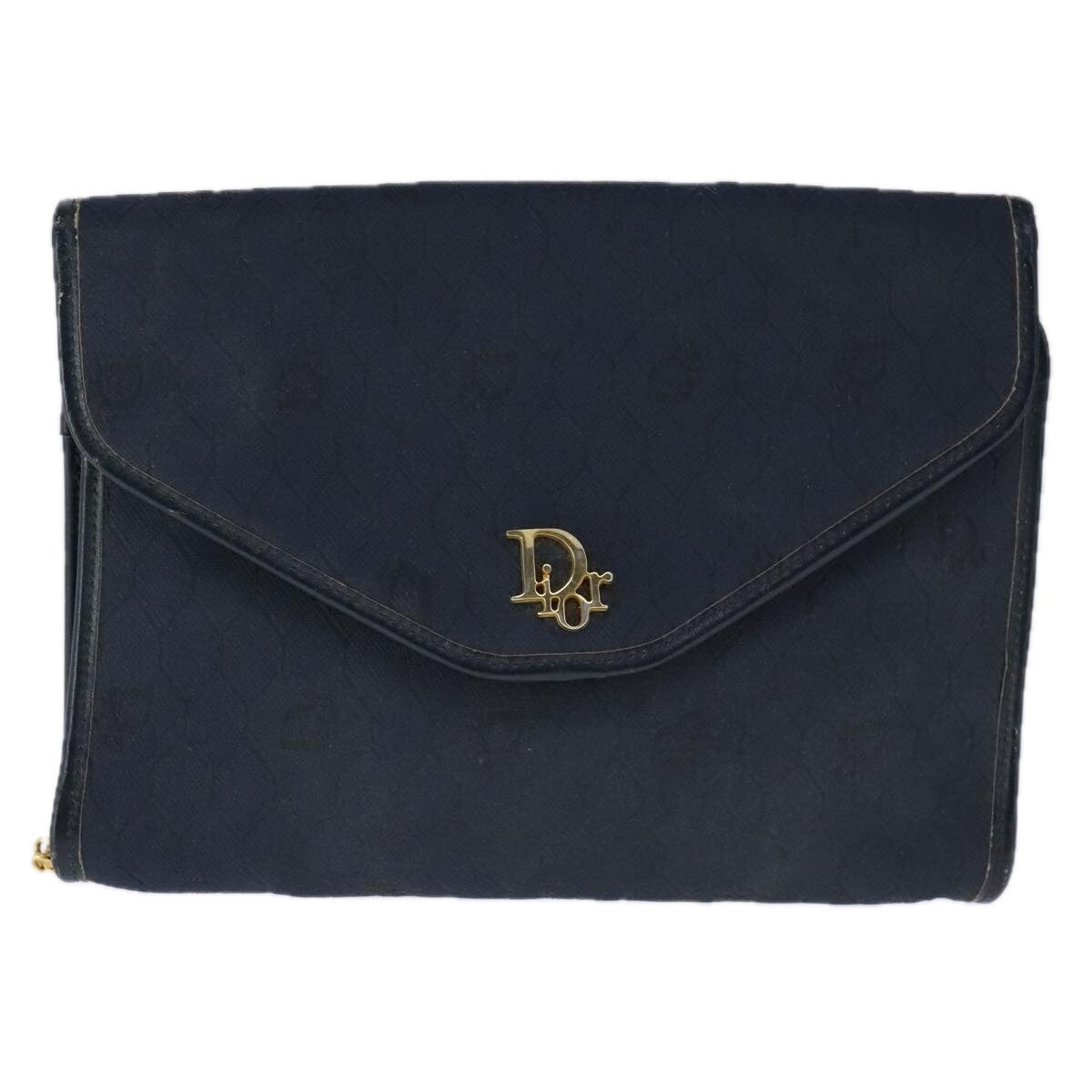 Christian Dior Honeycomb Canvas Chain Shoulder Bag – Black & Gold