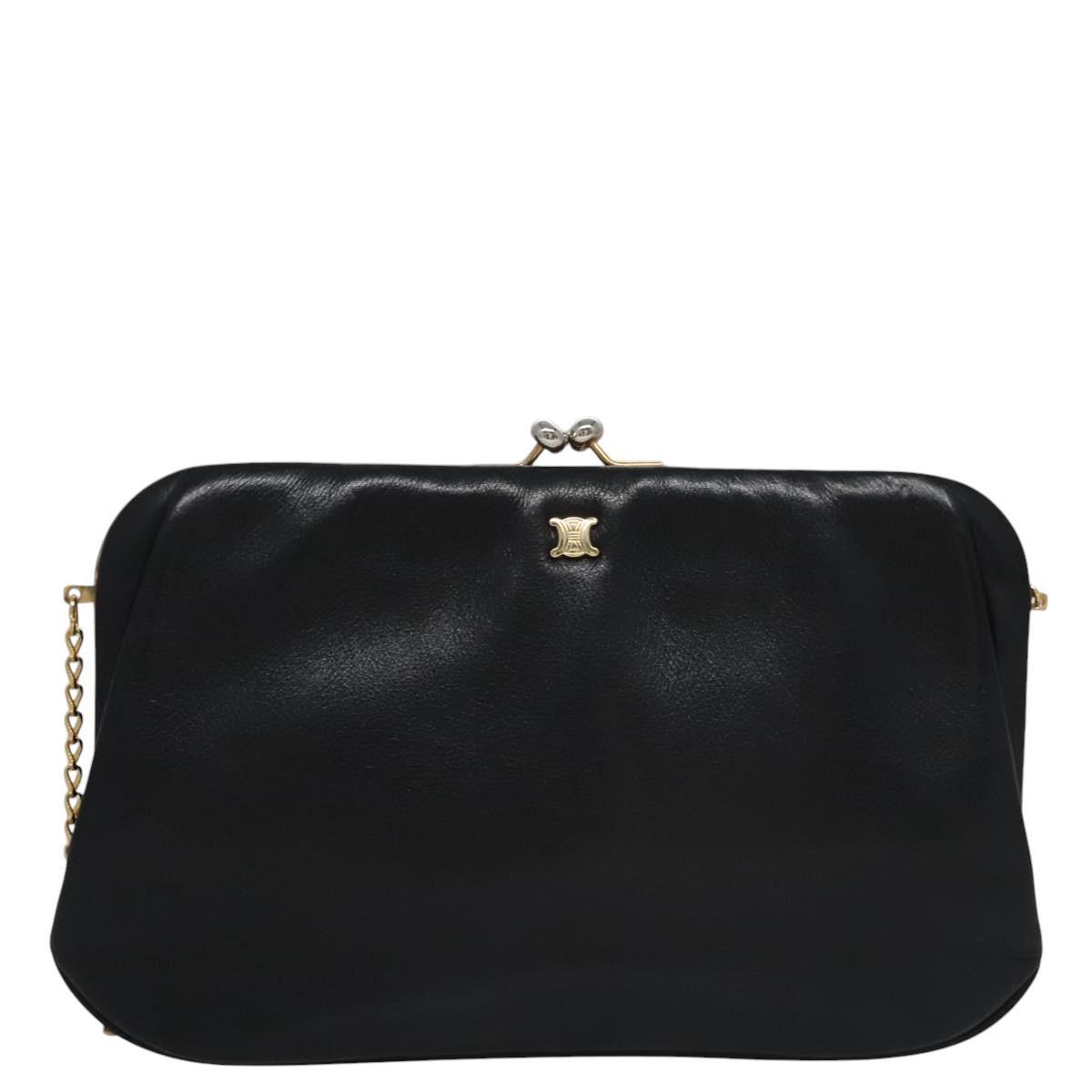 Celine Chain Gamaguchi Shoulder Bag – Black Leather