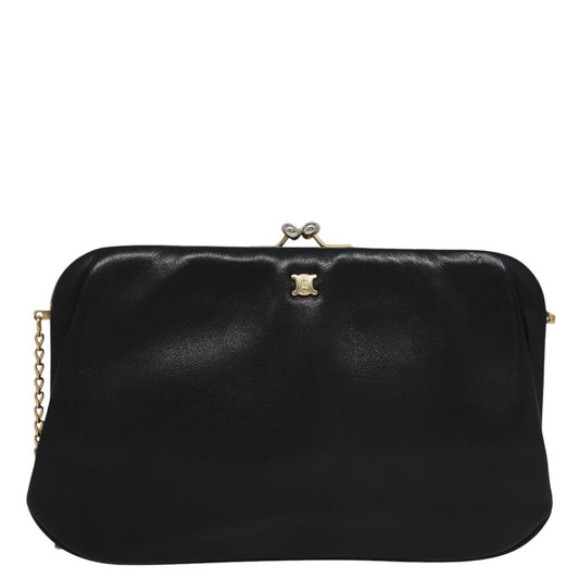Celine Chain Gamaguchi Shoulder Bag – Black Leather