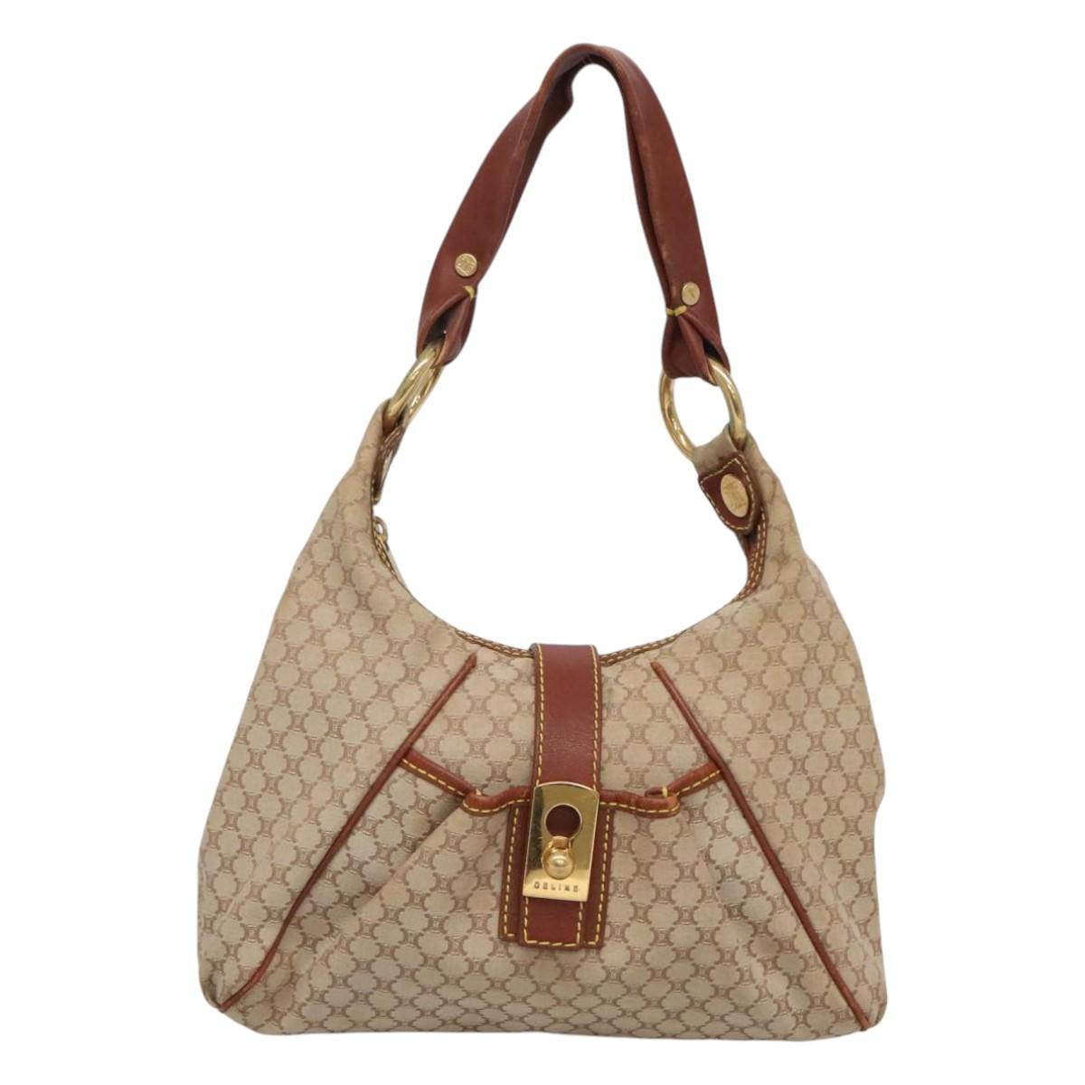 Celine Macadam Canvas Shoulder Bag – Beige-Gold