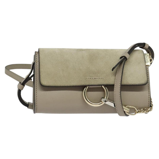 Chloe Fay Shoulder Bag - Beige Suede Leather
