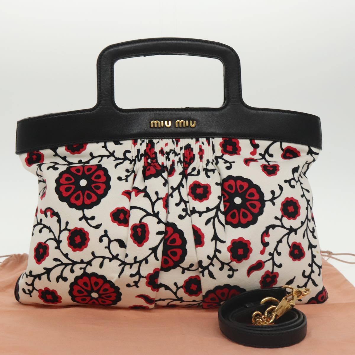 Miu Miu Bag – White Black Canvas Leather