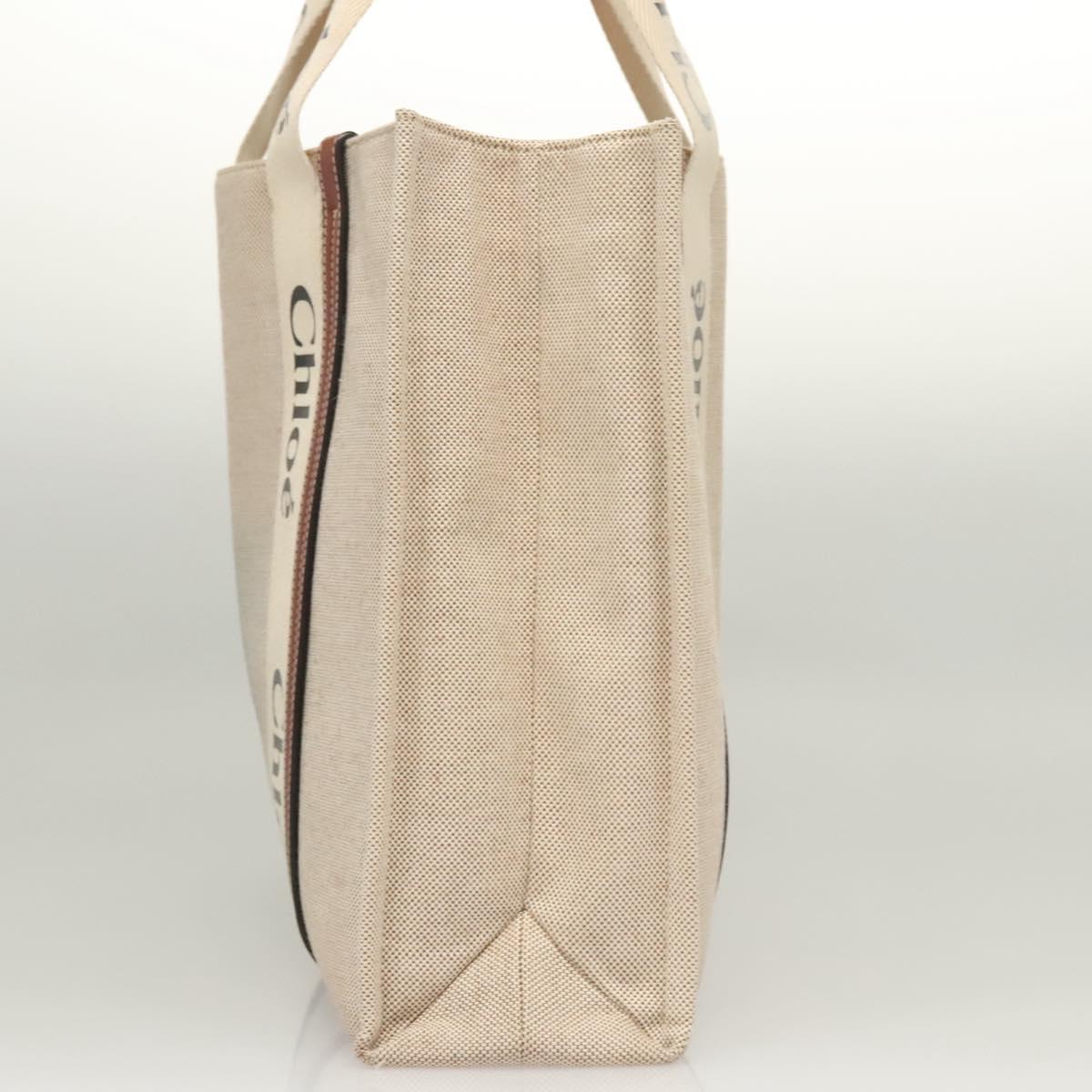 Chloe Woody Large Tote Bag – Beige Canvas