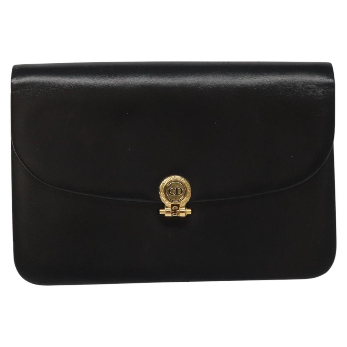 Christian Dior Chain Shoulder Bag – Black Leather Gold