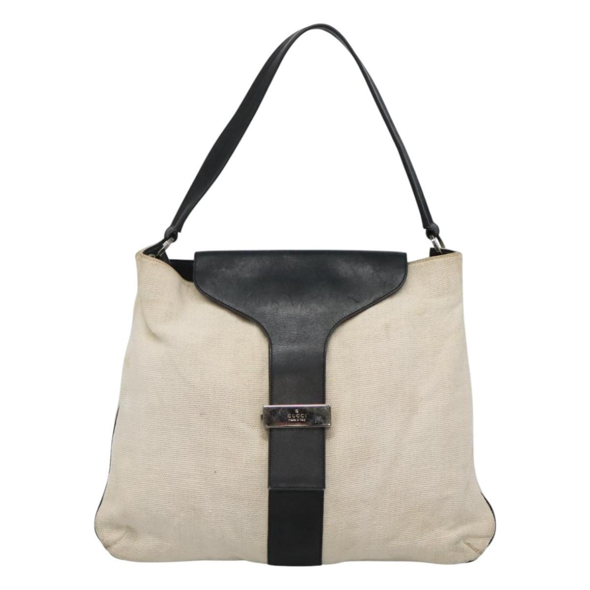 Gucci Shoulder Bag – White-Black Canvas Leather