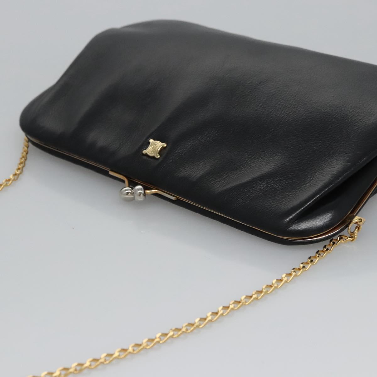 Celine Chain Gamaguchi Shoulder Bag – Black Leather
