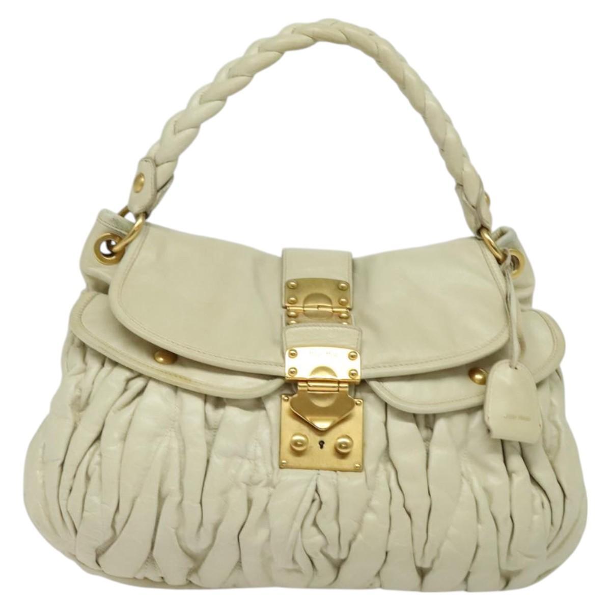 Miu Miu Matelasse Shoulder Bag – Ivory Gold Leather