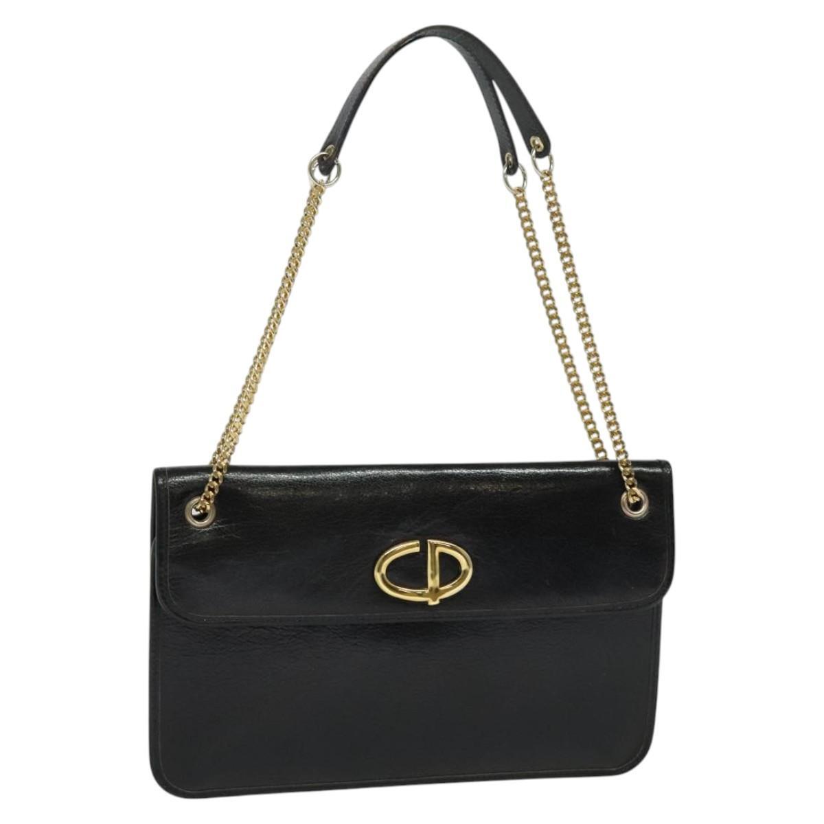 Dior Chain Shoulder Bag – Black Leather Gold