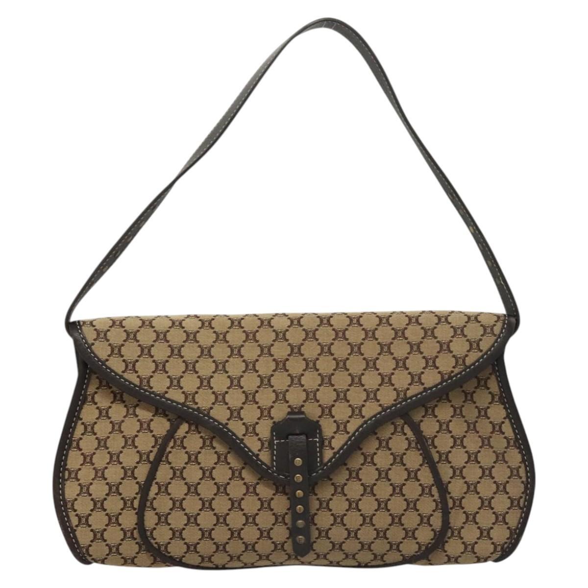 Celine Macadam Canvas Shoulder Bag – Beige & Gold