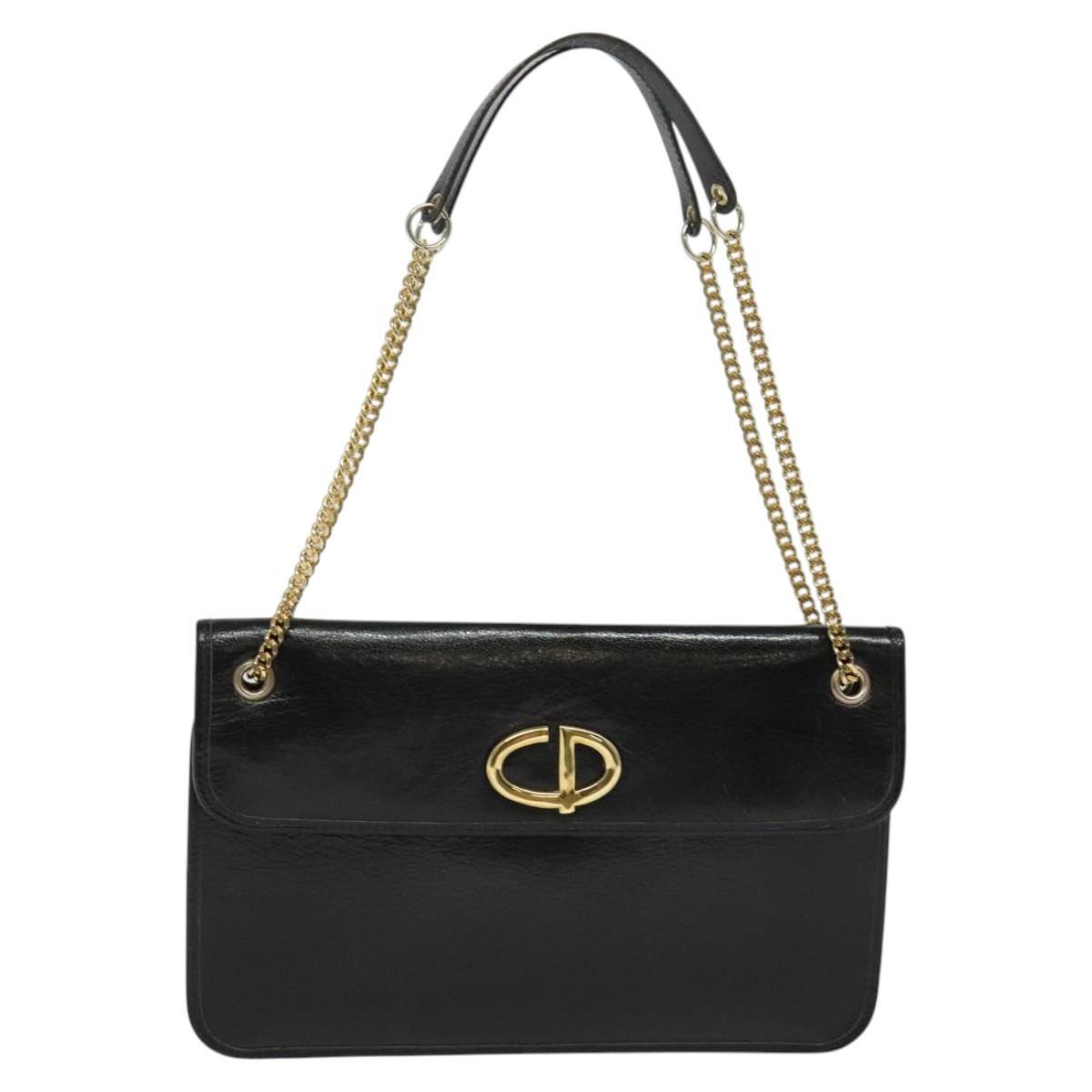 Dior Chain Shoulder Bag – Black Leather Gold