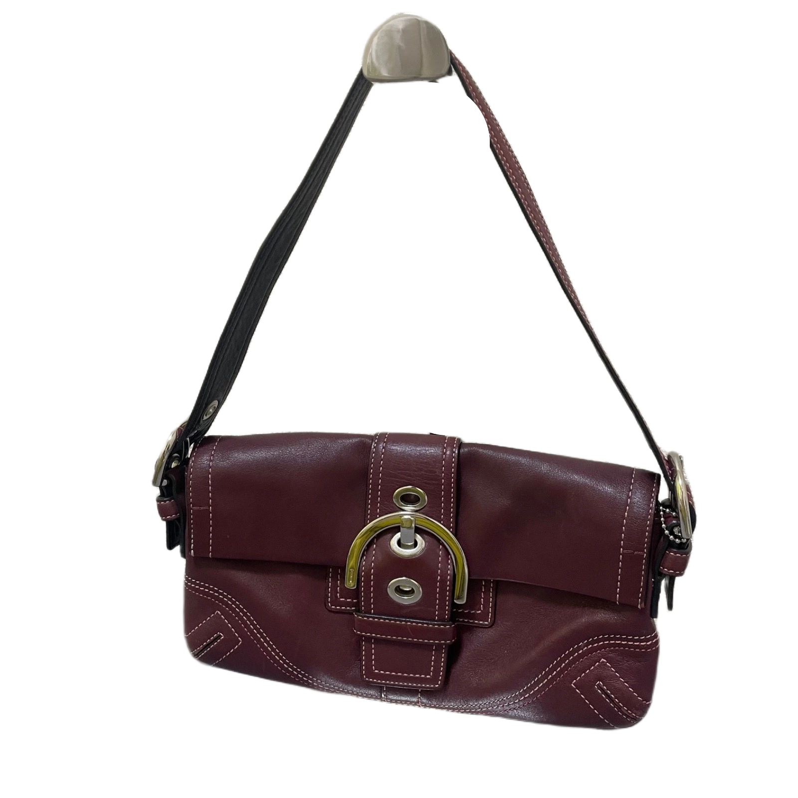 Vintage Coach Veske- Burgunder Leather　