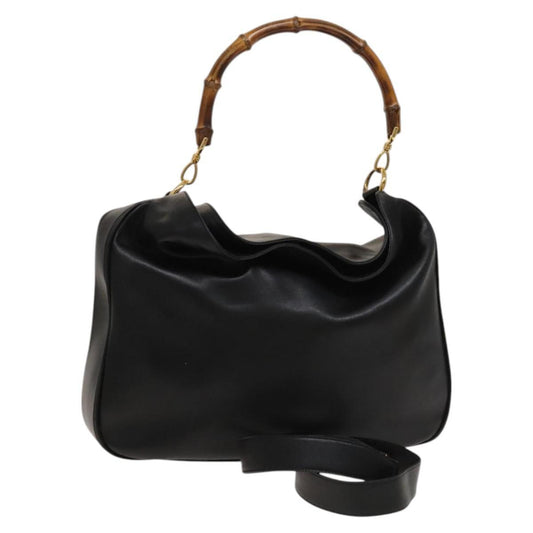 Gucci Bamboo Shoulder Bag – Black Leather