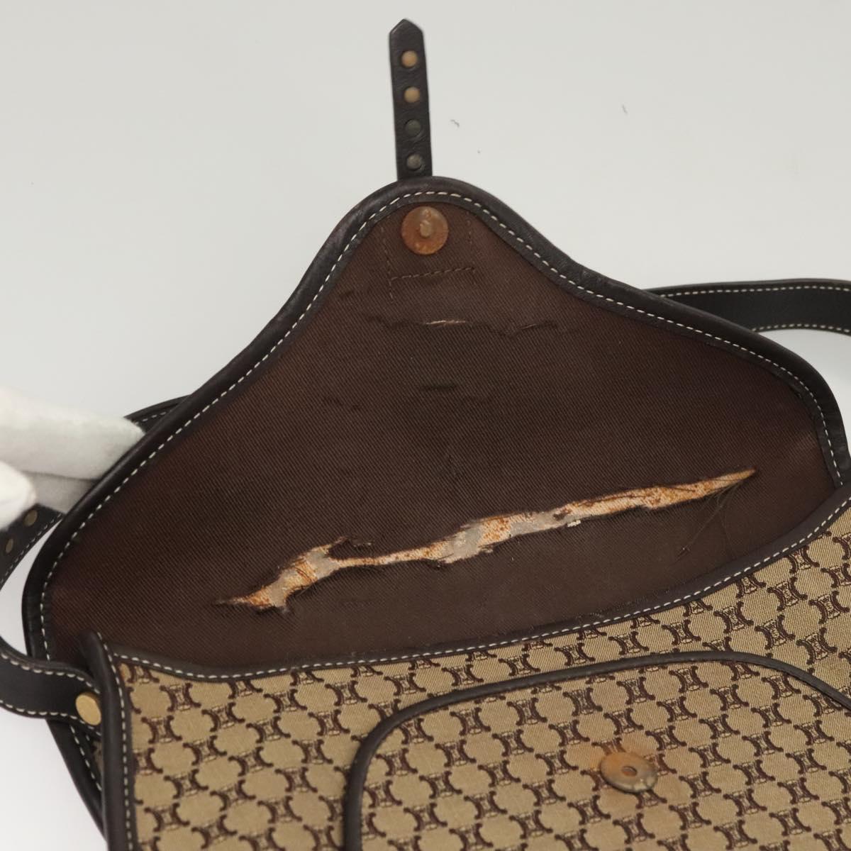 Celine Macadam Canvas Shoulder Bag – Beige & Gold