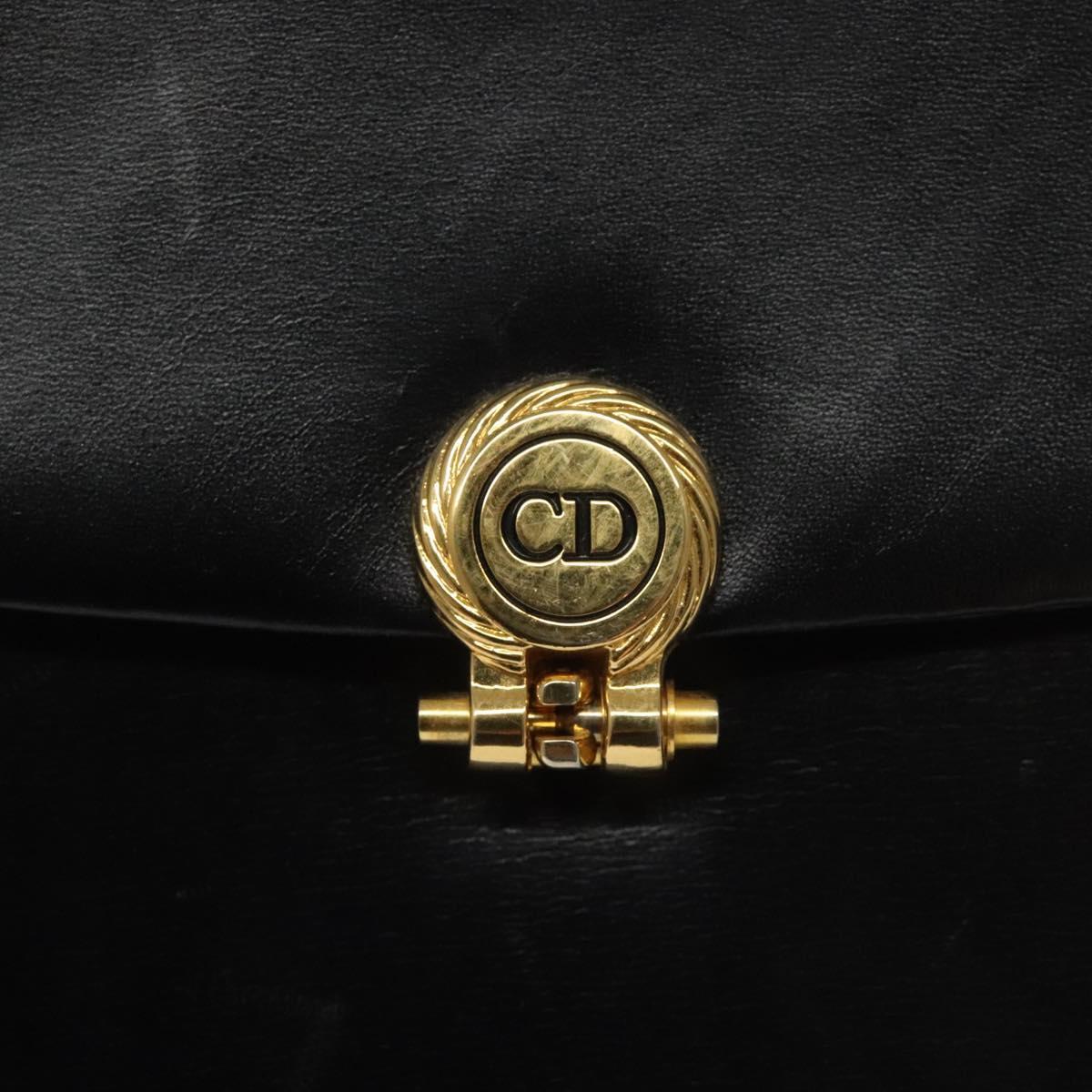 Christian Dior Chain Shoulder Bag – Black Leather Gold