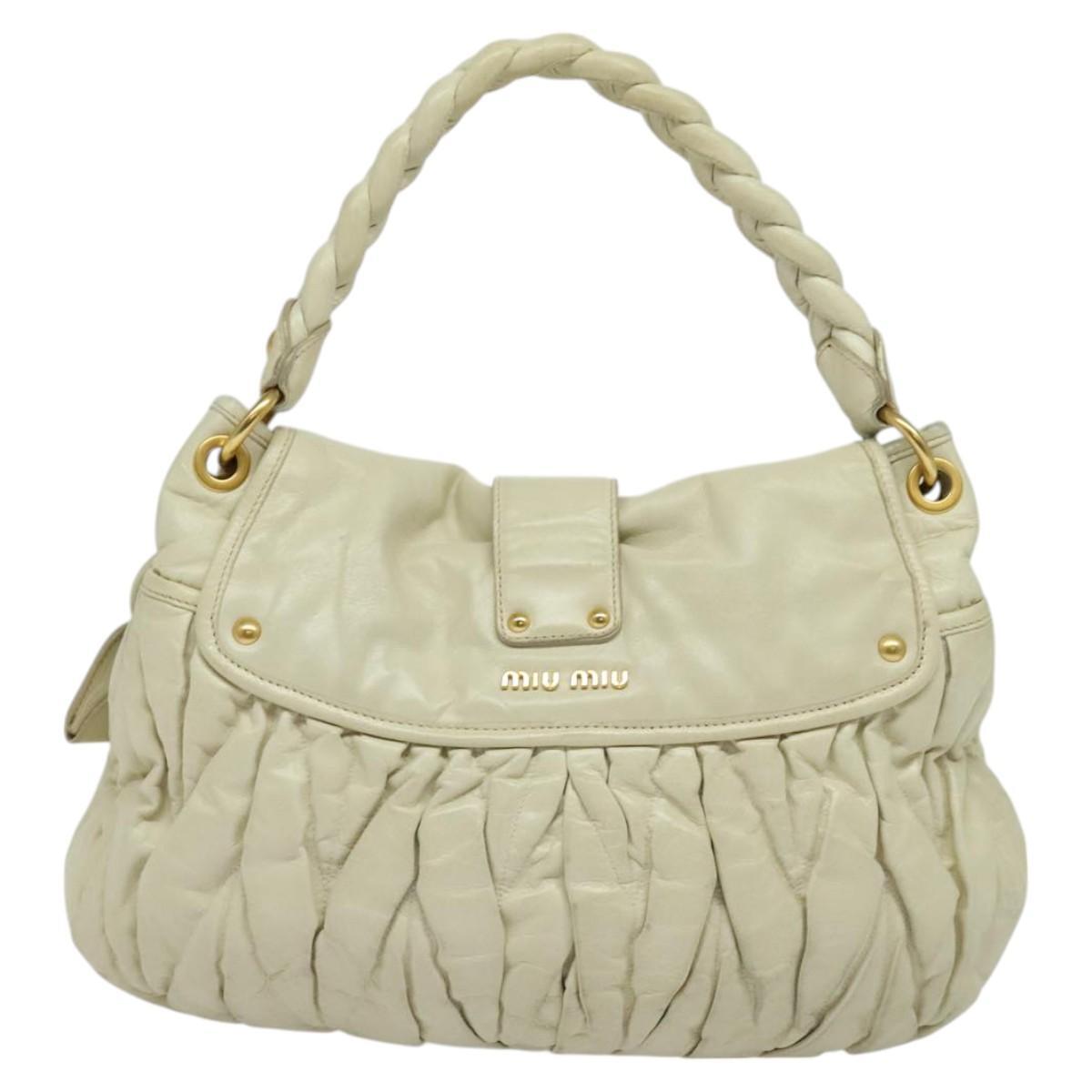 Miu Miu Matelasse Shoulder Bag – Ivory Gold Leather
