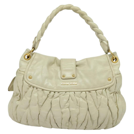 Miu Miu Matelasse Shoulder Bag – Ivory Gold Leather