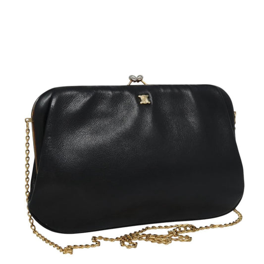 Celine Chain Gamaguchi Shoulder Bag – Black Leather