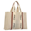 Chloe Woody Large Tote Bag – Beige Canvas