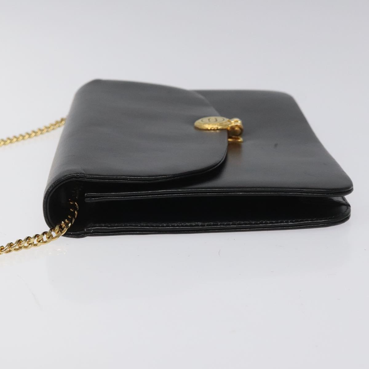 Christian Dior Chain Shoulder Bag – Black Leather Gold
