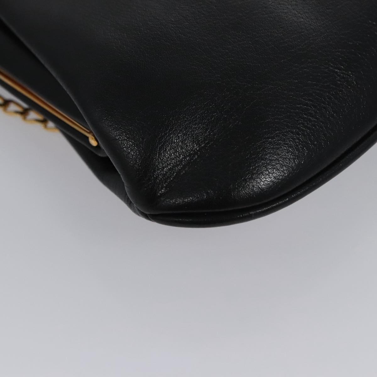 Celine Chain Gamaguchi Shoulder Bag – Black Leather