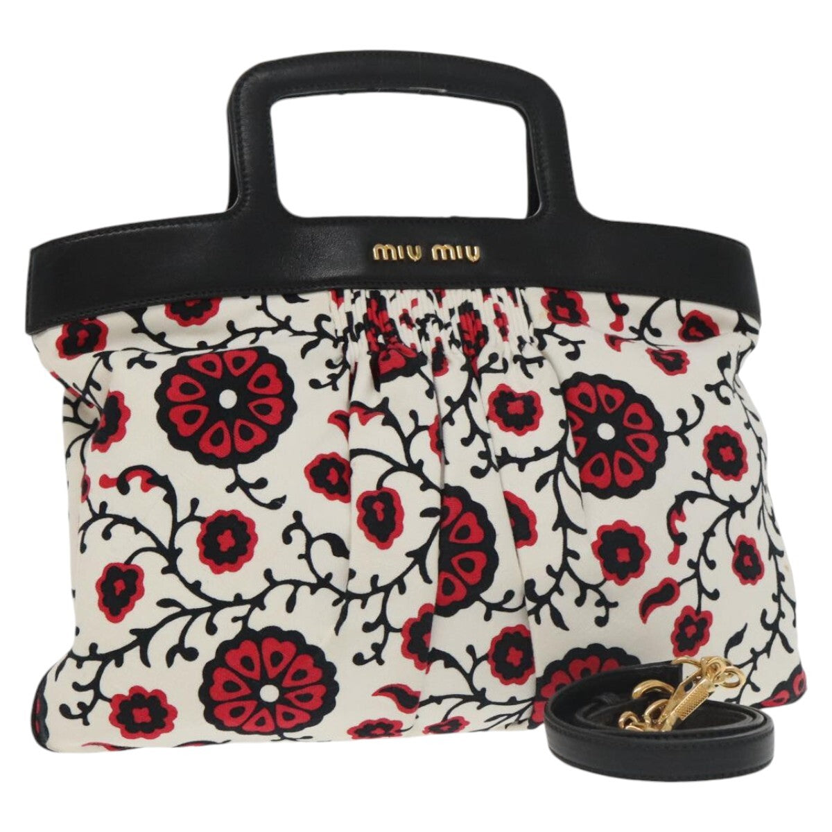 Miu Miu Bag – White Black Canvas Leather