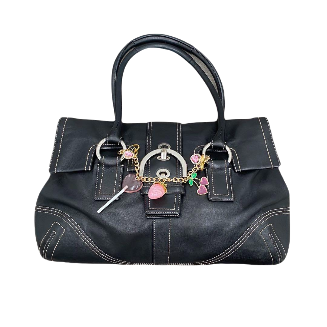 COACH BAG BLACK LEATHER - VINTAGE