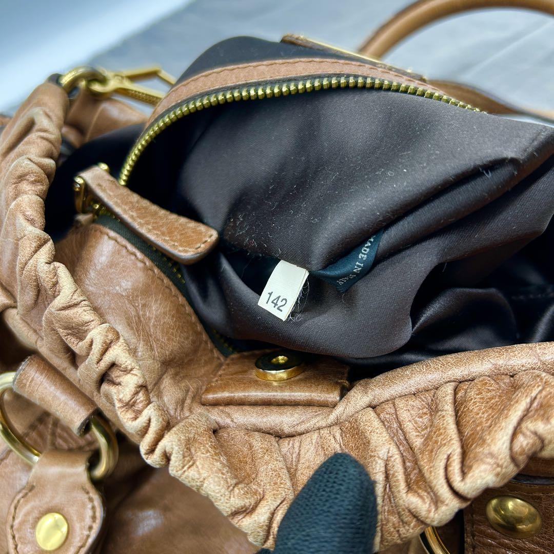 MIU MIU VITELLO LUX SHINE BAG BROWN LEATHER