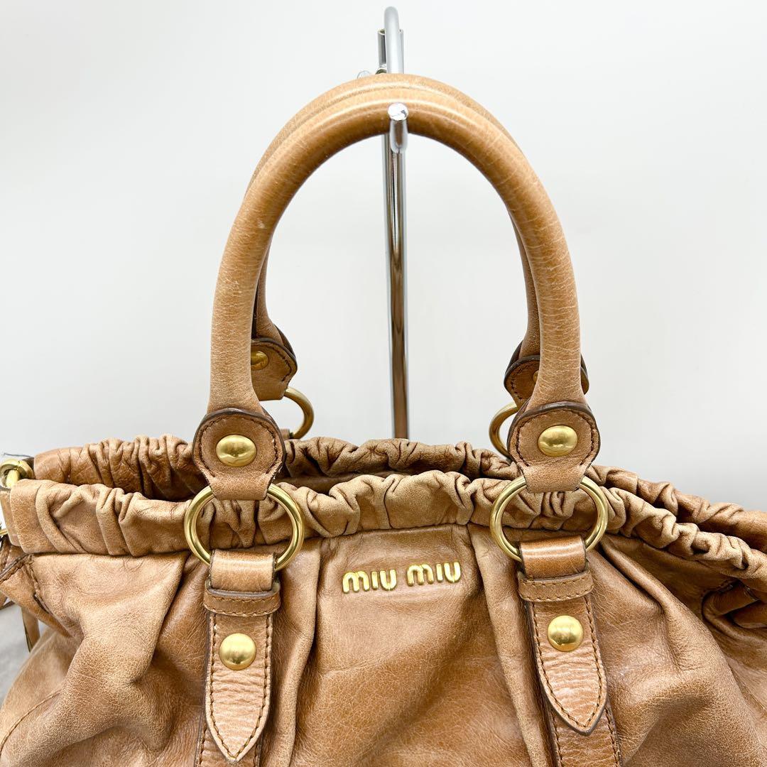 MIU MIU VITELLO LUX SHINE BAG BROWN LEATHER