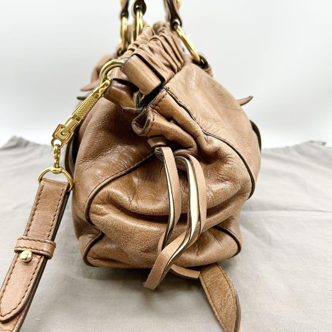 MIU MIU VITELLO LUX SHINE BAG BROWN LEATHER