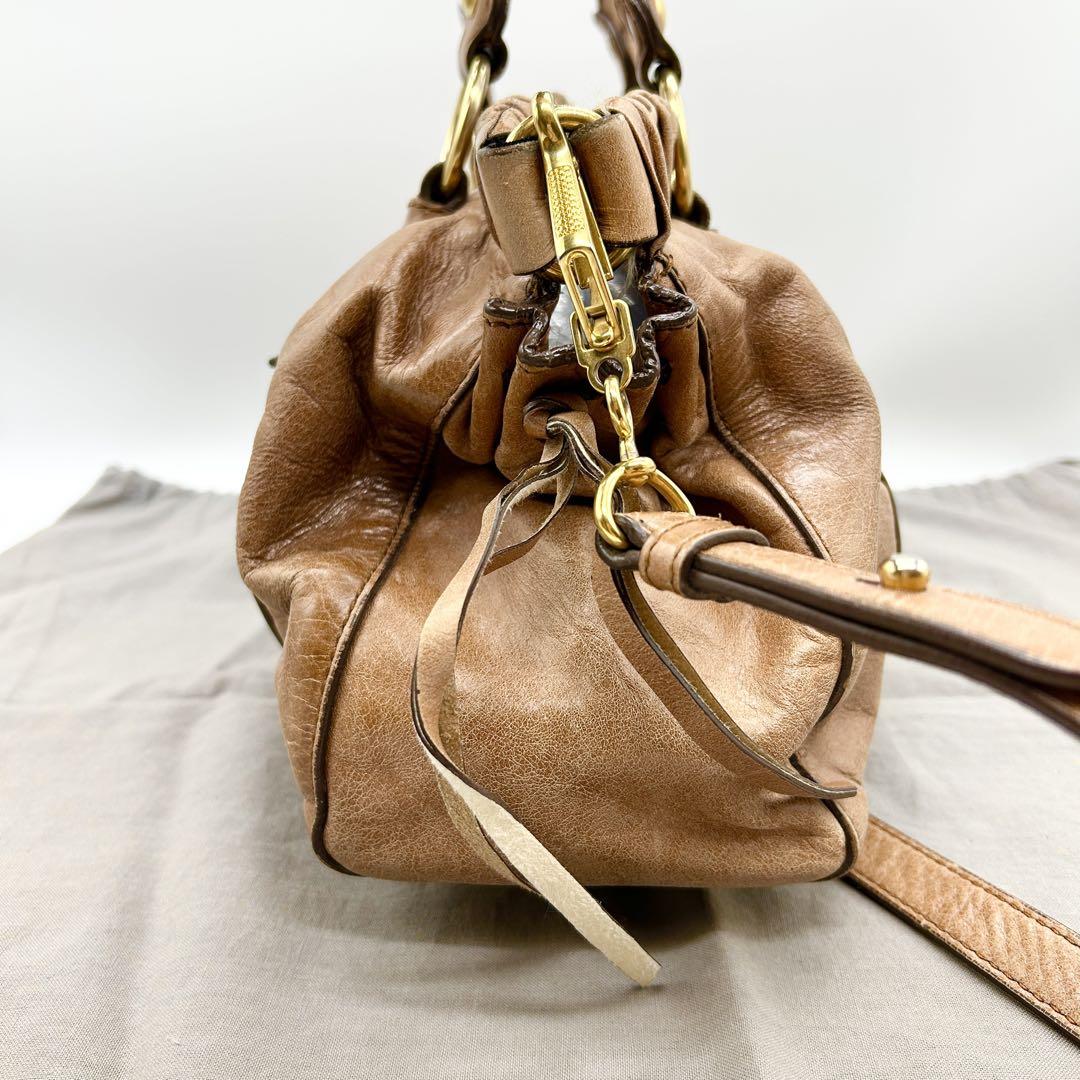 MIU MIU VITELLO LUX SHINE BAG BROWN LEATHER