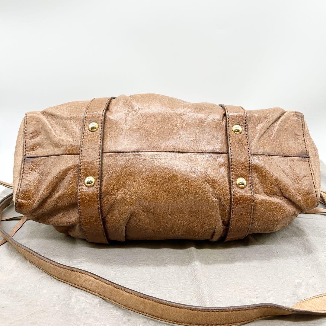 MIU MIU VITELLO LUX SHINE BAG BROWN LEATHER